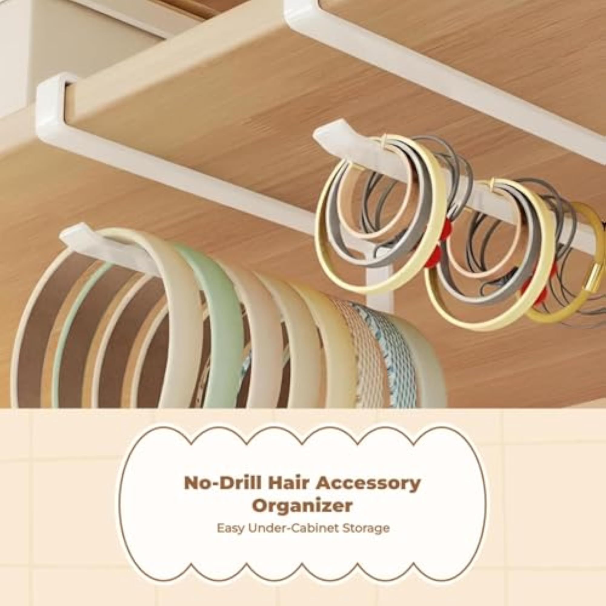 Wall Hanging Hairband Organizer, No-Drill Jewelry Holder
